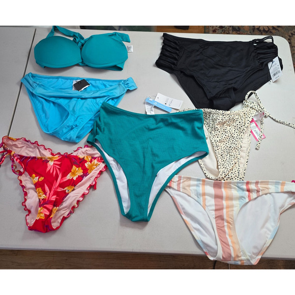 Colorful Swim Bundle Women's Large 7 Pieces 1 Tops & 6 Bottoms / 5 Are NWT - Picture 14 of 14
